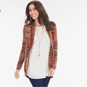 Chicos Marled Chunky Knit Yarn Cardigan Sweater
